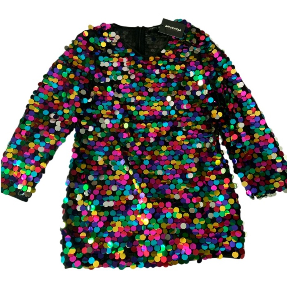 NWT XPlusWear XL Sequin Dress with Multicolor Design